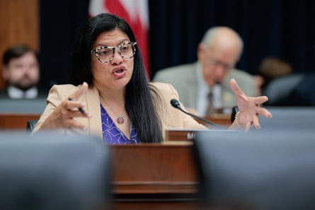 House financial services committee member Rashida Tlaib questions then Federal Reserve chair, Jerome Powell, during a hearing on Capitol Hill in Washington DC on 24 June 2025.Photograph: Chip Somodevilla/Getty Images