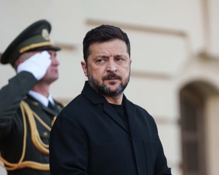 Volodymyr Zelenskyy is walking a fine line between history and diplomacy.Photograph: Evgeniy Maloletka/AP