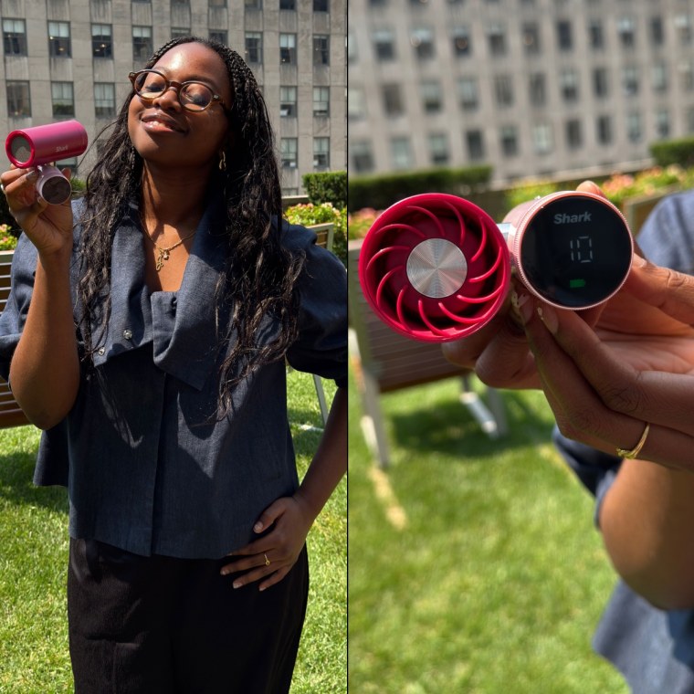 The Chill Pill comes in various colors and has an LED screen that displays the fan’s modes and battery level.Courtesy of Jem Alabi