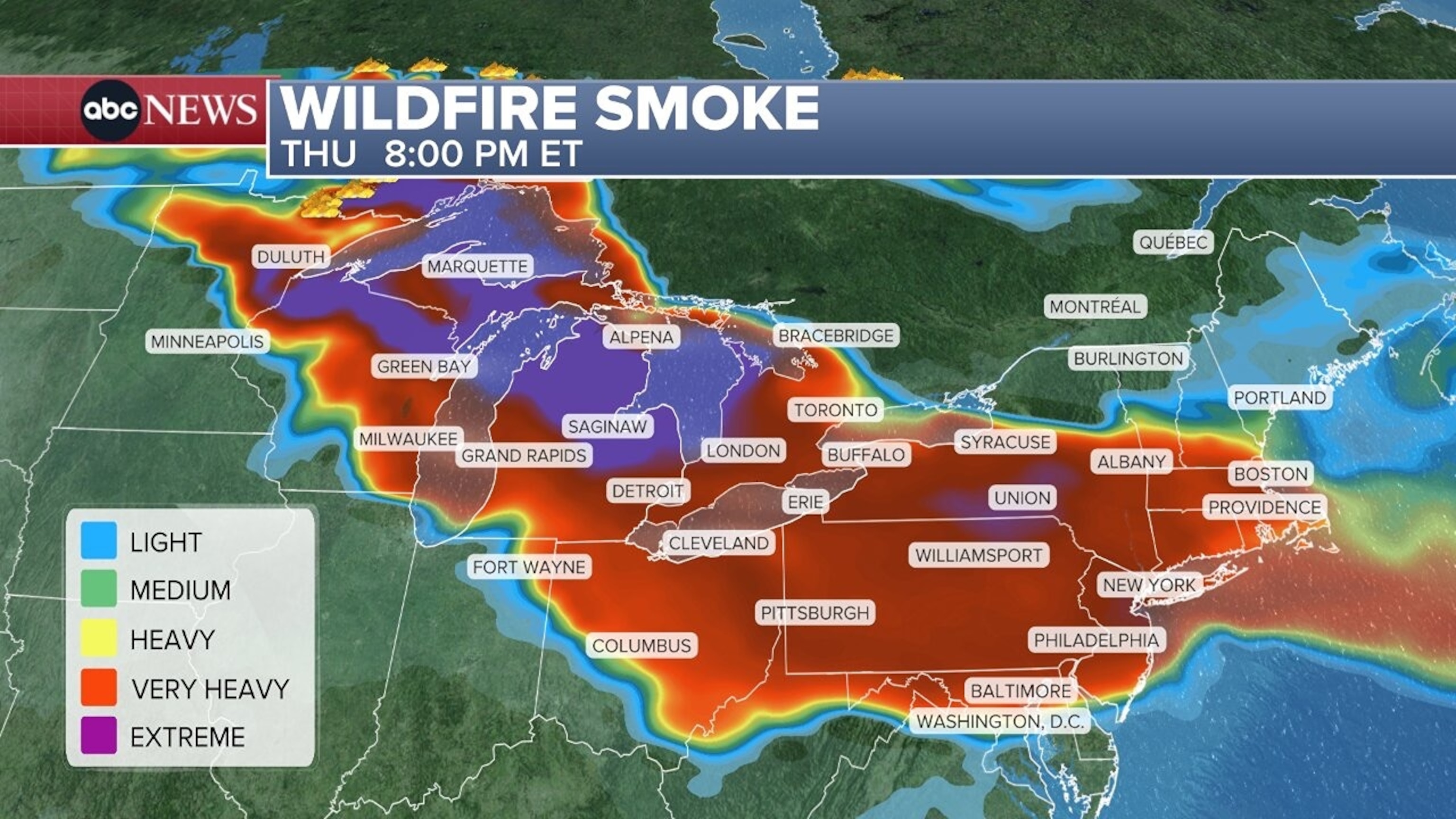 An ABC News graphic shows the forecast for Wednesday, July 15, 2026.ABC News