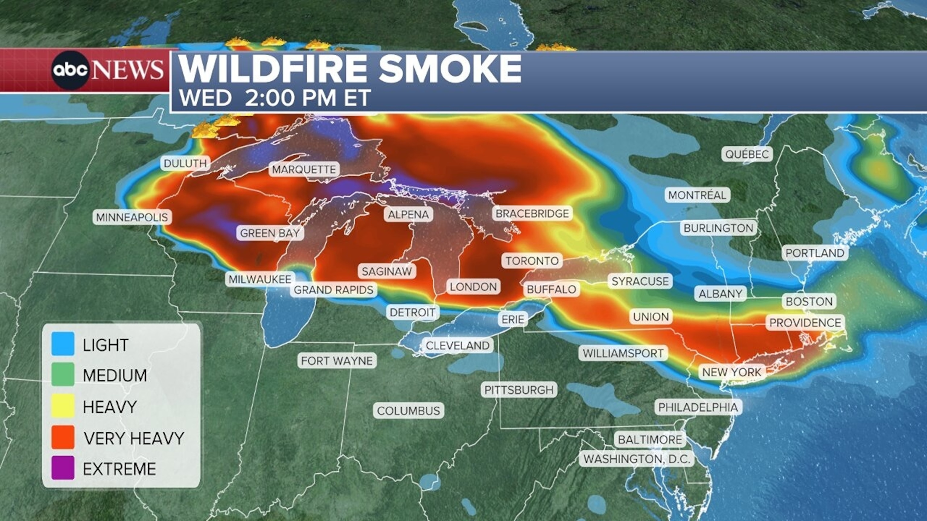 An ABC News graphic shows the forecast for Wednesday, July 15, 2026.ABC News
