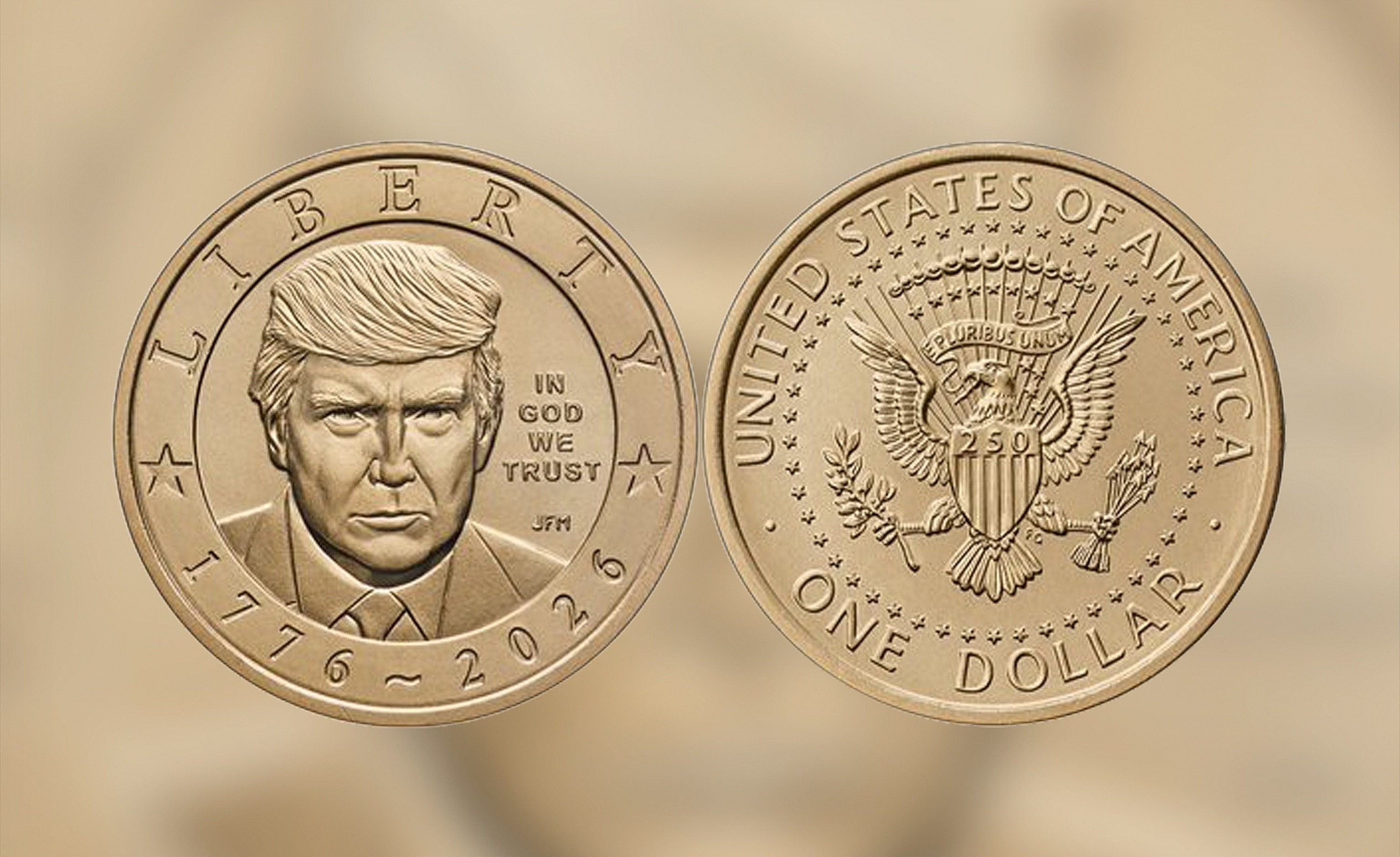 Treasury Secretary Scott Bessent released a rendering of a $1 commemorative coin featuring President Donald Trump, July 15, 2026, saying that the U.S. Mint will begin striking the piece to commemorate the 250th anniversary of the signing of the Declaration of Independence.@SecScottBessent/X