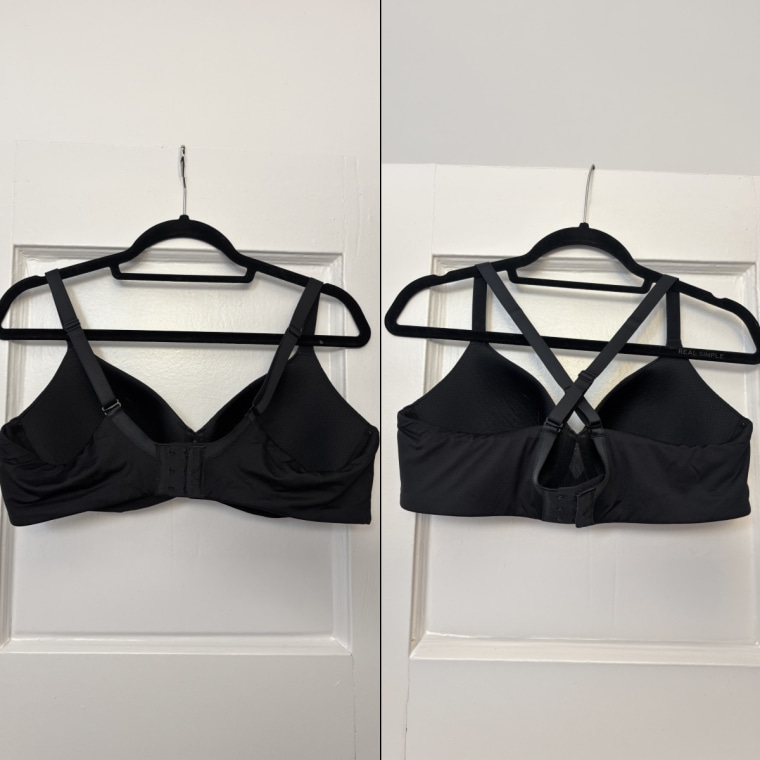 The ability to make the bra’s straps straight (left) or crossback (right) lets me wear it under almost any top or dress.Courtesy Zoe Malin