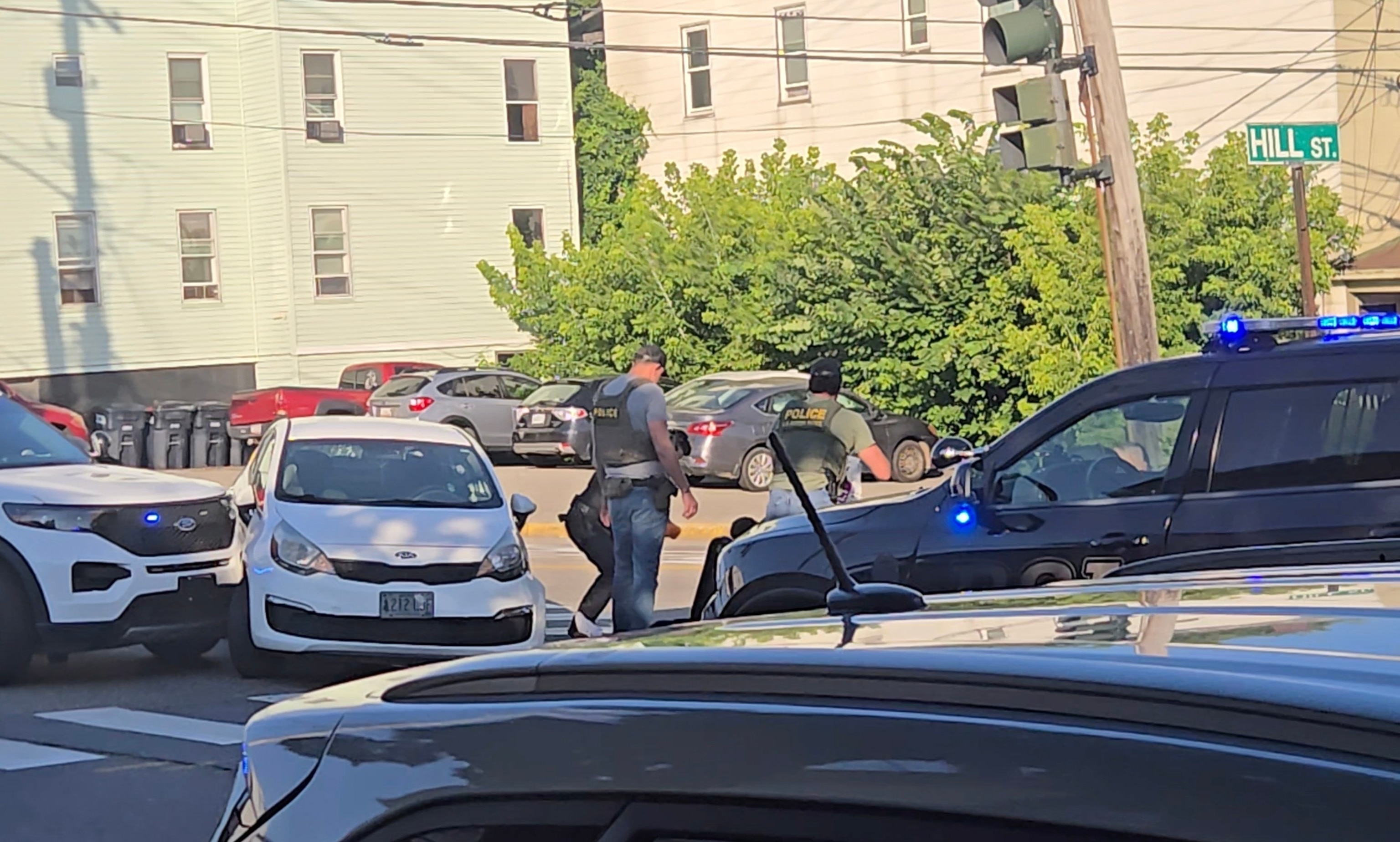 Law enforcement respond to a shooting on Pool Street in Biddeford, Maine, July 13, 2026.Obtained by ABC News