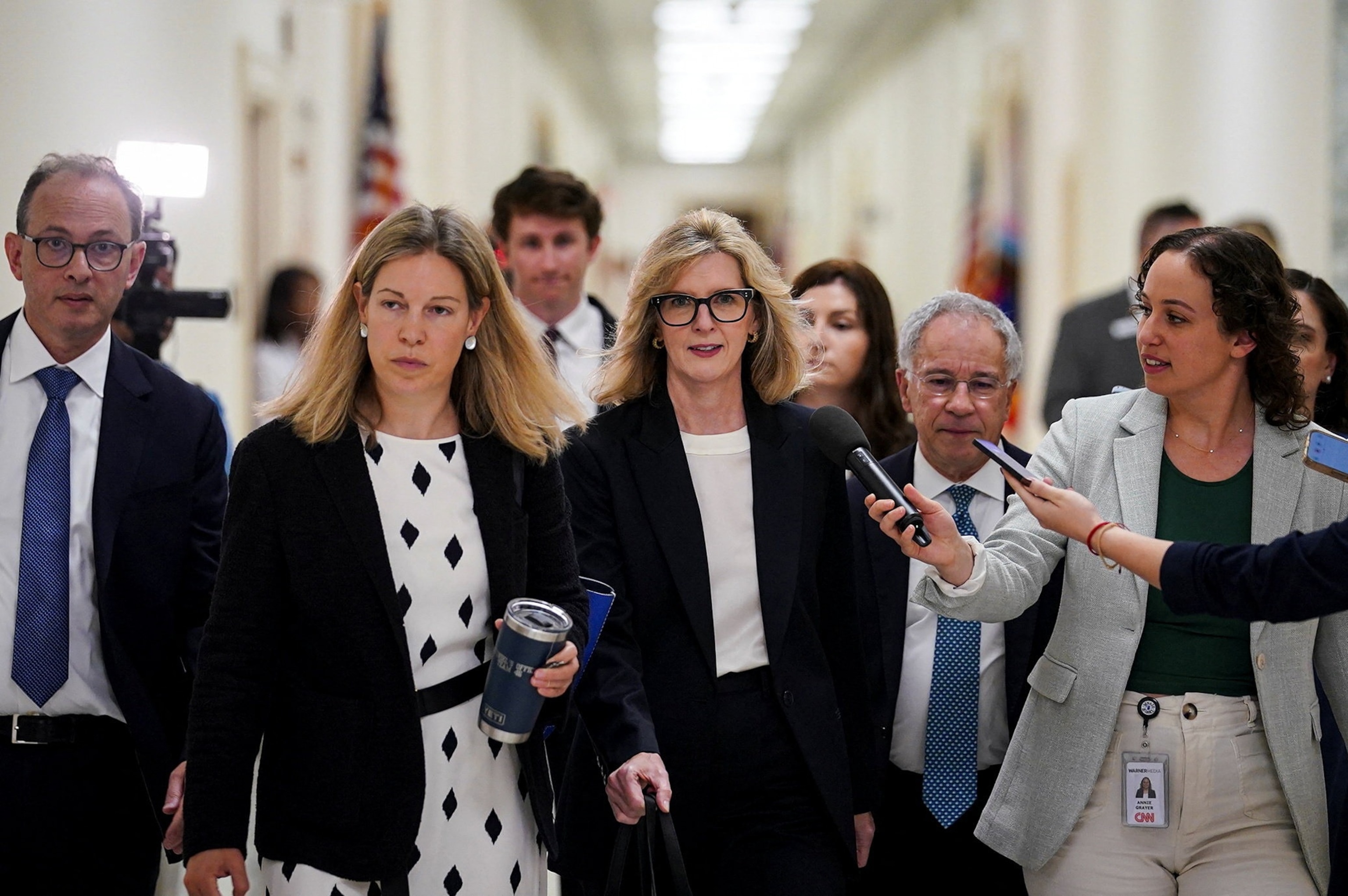 Kathy Ruemmler, former chief legal officer at Goldman Sachs, arrives for an interview before the House Oversight and Government Reform Committee over her ties to convicted sex offender Jeffrey Epstein, on Capitol Hill in Washington, July 15, 2026.Al Drago/Reuters