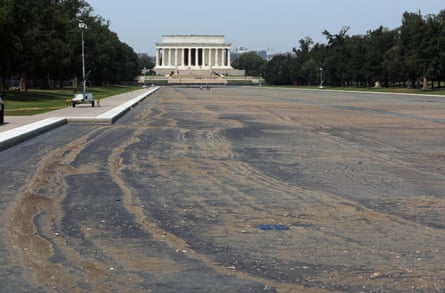 The Lincoln Memorial and the reflecting pool on 15 July.Photograph: Rahmat Gul/AP