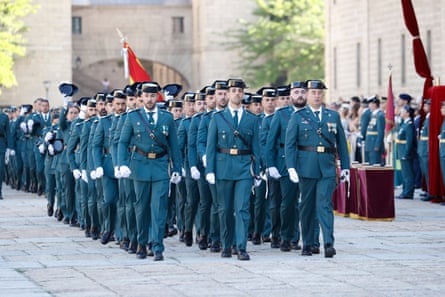 Non-commissioned Guardia Civil officers parade in Madrid on 1 July.Photograph: Chema Clares/GTRES/Shutterstock