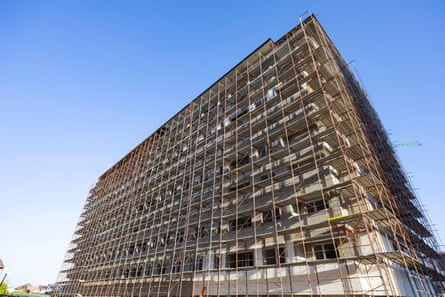 Construction of a new Bucharest apartment building in 2025.Photograph: Sergii Zhmurchak/Alamy