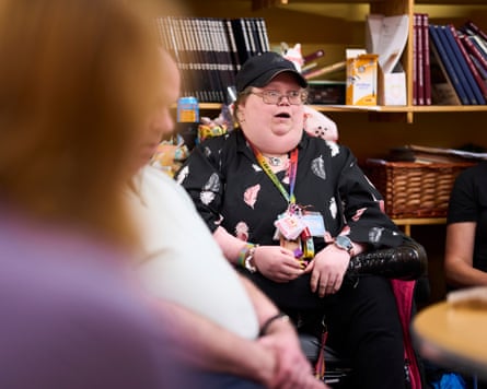 Sian Cowley, 35,  at a meeting of the Wirral support group for people who hoard.Photograph: Christopher Thomond/The Guardian