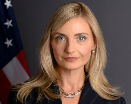 Sarah B Rogers, the public face of the US state department, pledged $500,000 in US funding to ‘promote digital freedom’ on a visit to Ireland.Photograph: US Department of State
