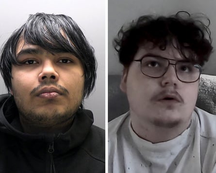 Thalha Jubair, left, and Owen Flowers had accrued millions of dollars in cryptocurrency through their hacking activities.Composite: PA/National Crime Agency