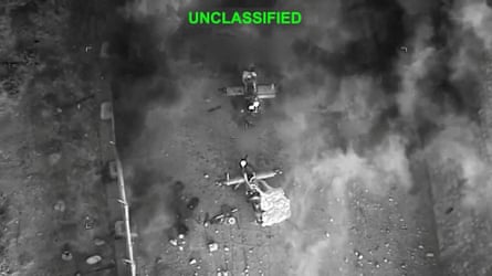 An image from US Central Command shows an attack on an unknown location in Iran.Photograph: US Central Command/Reuters