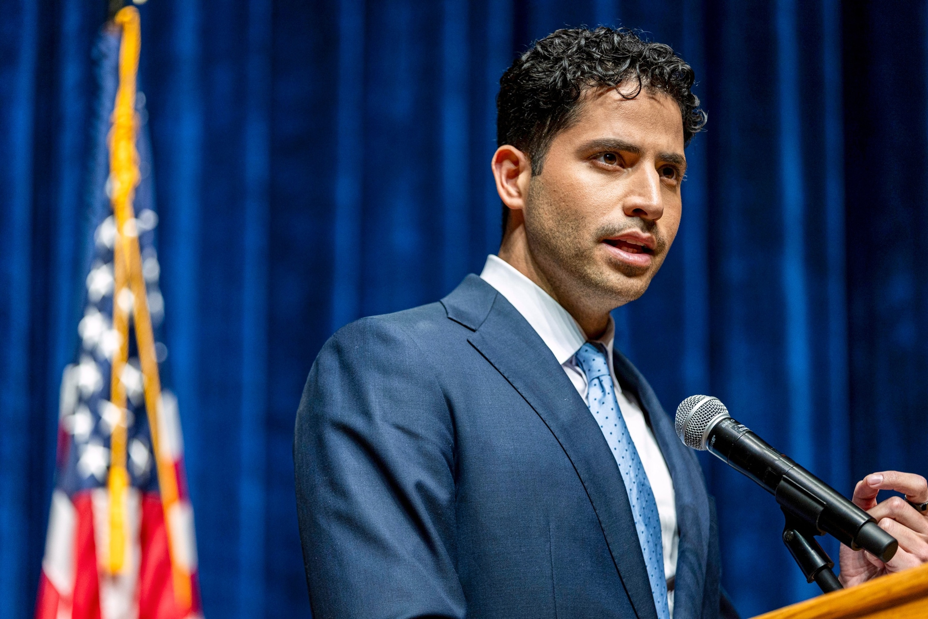 Colorado state Rep. Manny Rutinel, D-Commerce City, answers a question during a debate between Democratic candidates running for Colorado's 8th Congressional District on May 28, 2026, in Greeley, Colo.Brice Tucker/The Greeley Tribune via AP