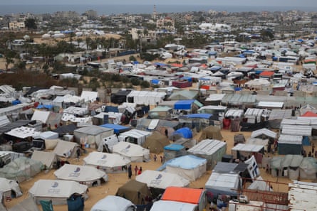 A refugee camp housing Palestinians displaced by the Israeli offensive in Rafah in February 2024.Photograph: Hatem Ali/AP