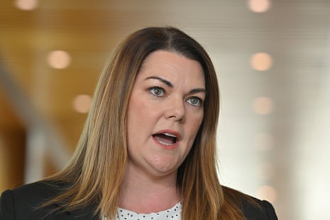 Greens senator Sarah Hanson-Young says Telstra ‘should be taking responsibility’.Photograph: Mick Tsikas/AAP