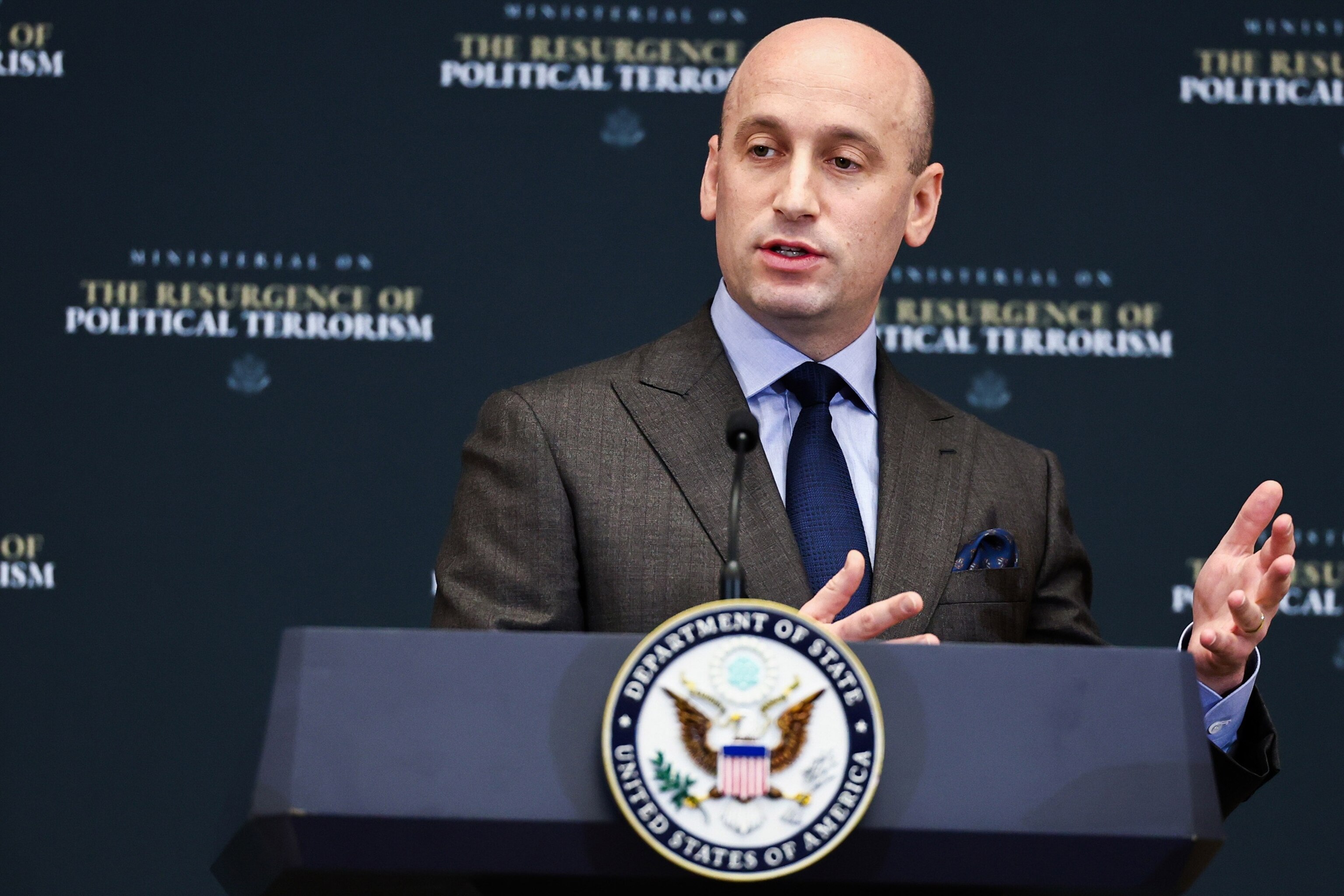 White House Deputy Chief of Staff Stephen Miller addresses the audience during opening remarks at the Ministerial on the Resurgence of Political Terrorism at the State Department on July 16, 2026, in Washington, D.C.Finn Gomez/Getty Images
