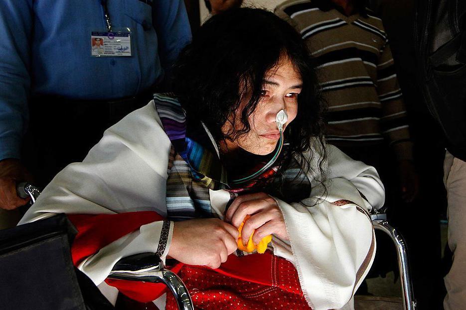 Image caption,Irom Sharmila refused food for 16 years, surviving only because authorities force-fed her through a nasal tube