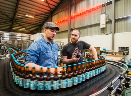 James Watt (left) and Martin Dickie, the co-founders of BrewDog, at their brewery in Ellon, Aberdeenshire, in 2016.Photograph: Alan Richardson/The Guardian