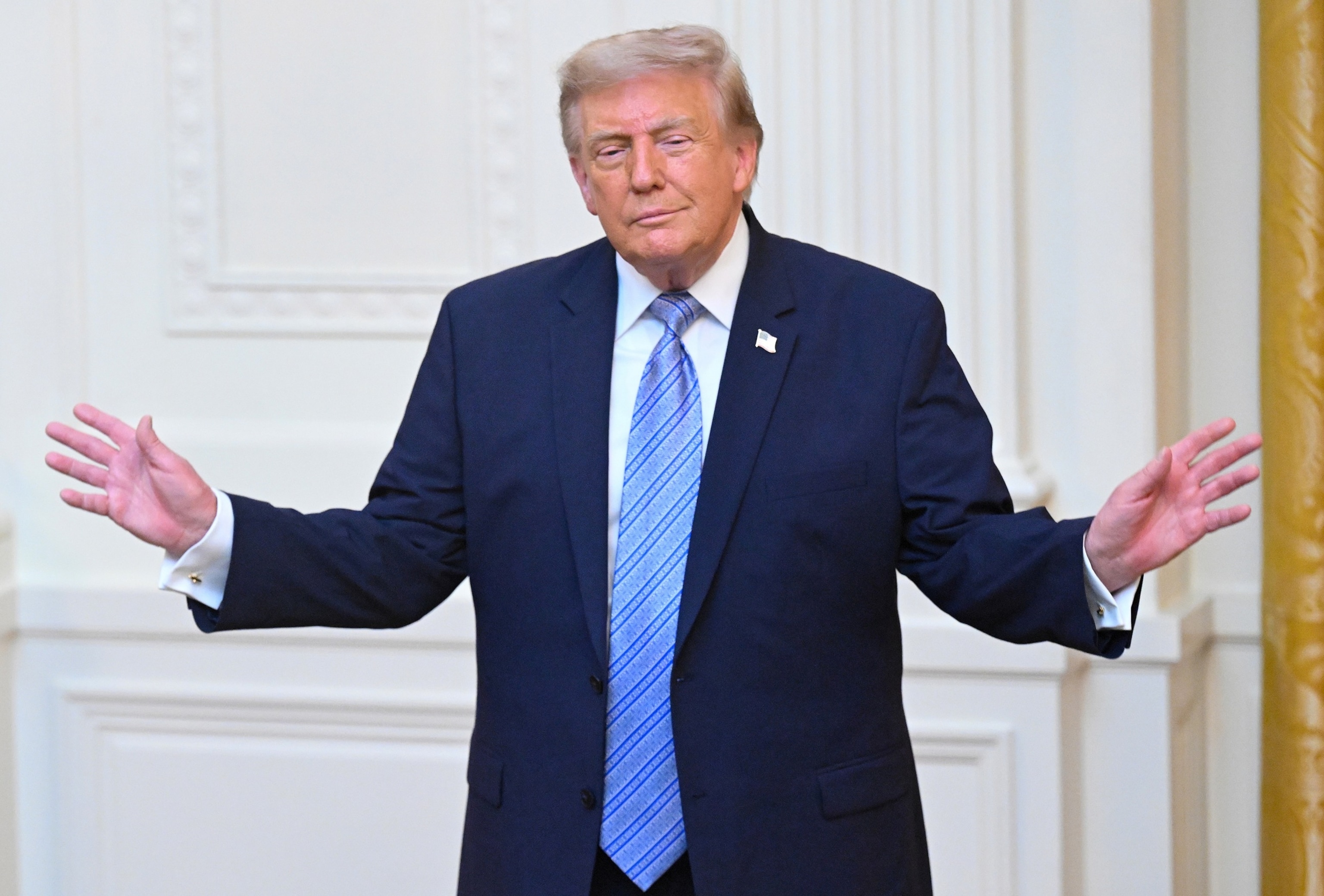 President Donald Trump gestures after addressing the nation from the East Room of the White House, July 16, 2026 in Washington.Saul Loeb/Pool via Getty Images