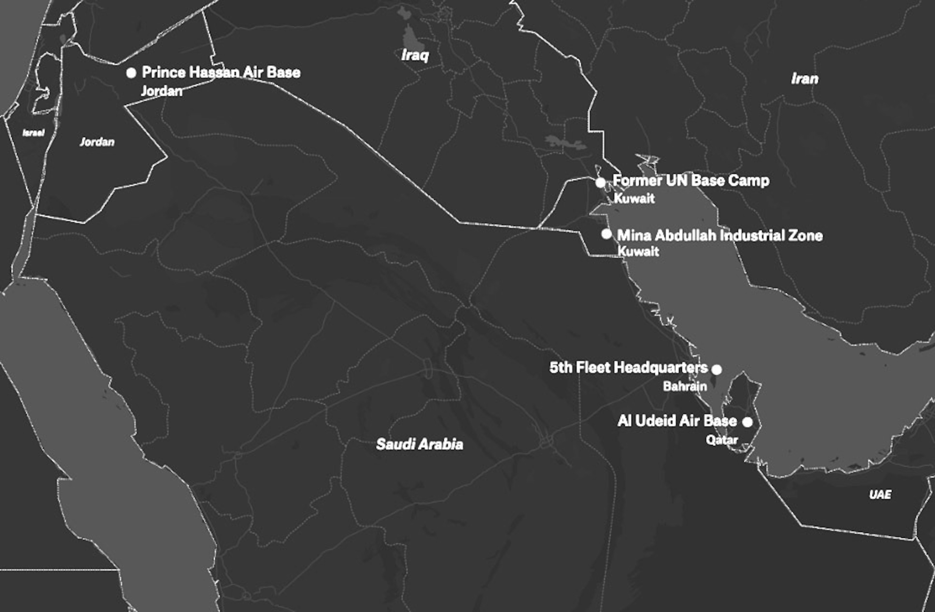 Map of Iranian strikes on Gulf countries and Jordan.Felt Maps/ABC News