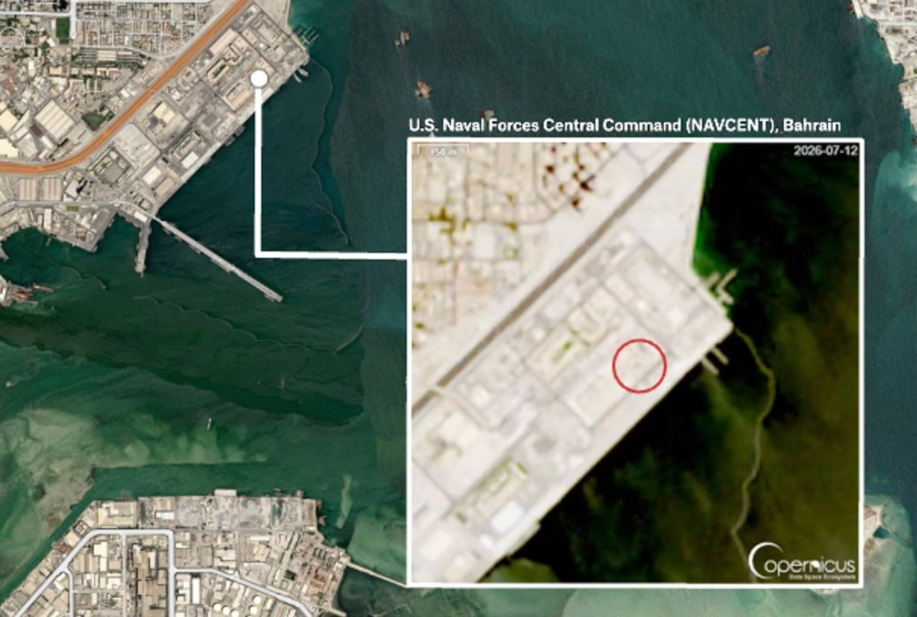 A graphic showing damage in Bahrain.Felt Maps/ABC News