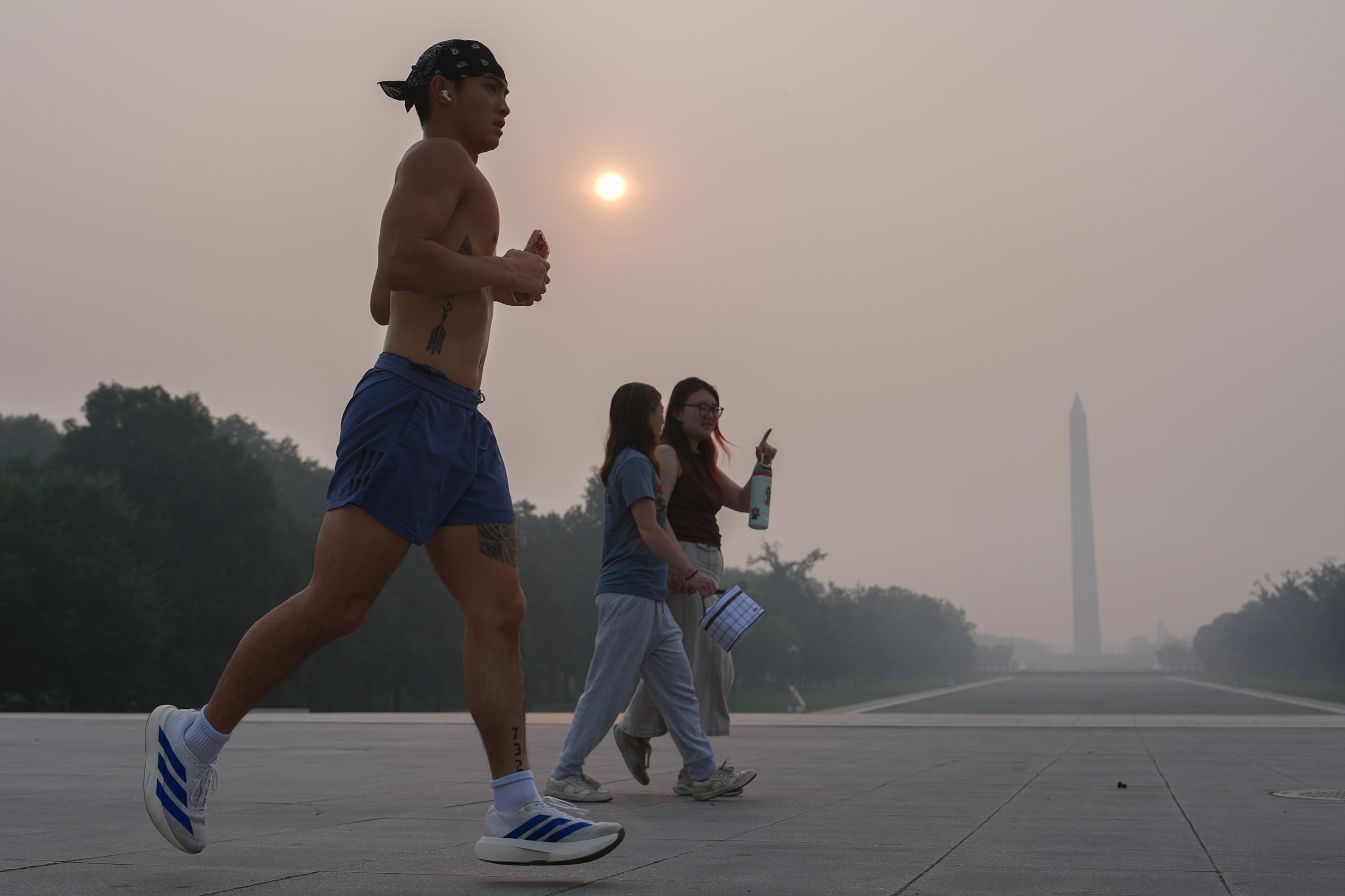 The skyline of Philadelphia is shrouded by smoke from wildfires in Canada, July 17, 2026.WPVI