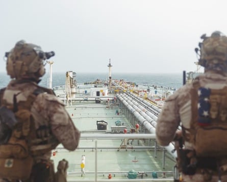 Marines onboard the M/T Wen Yao in the Gulf of Oman on Thursday.Photograph: x.com/Centcom