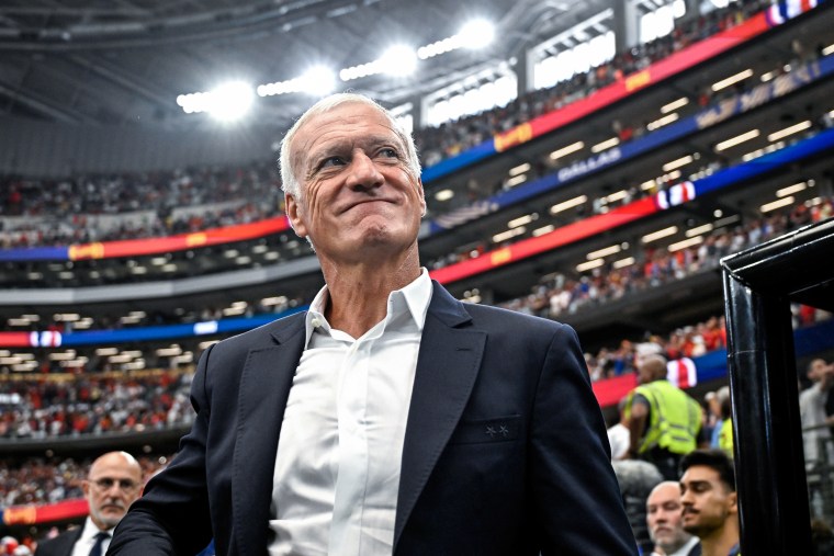 Coach Didier Deschamps of France during the Semi Final - FIFA World Cup 2026 match between France and Spain at Dallas Stadium on Tuesday in Arlington, Texas.Pablo Morano / Getty Images