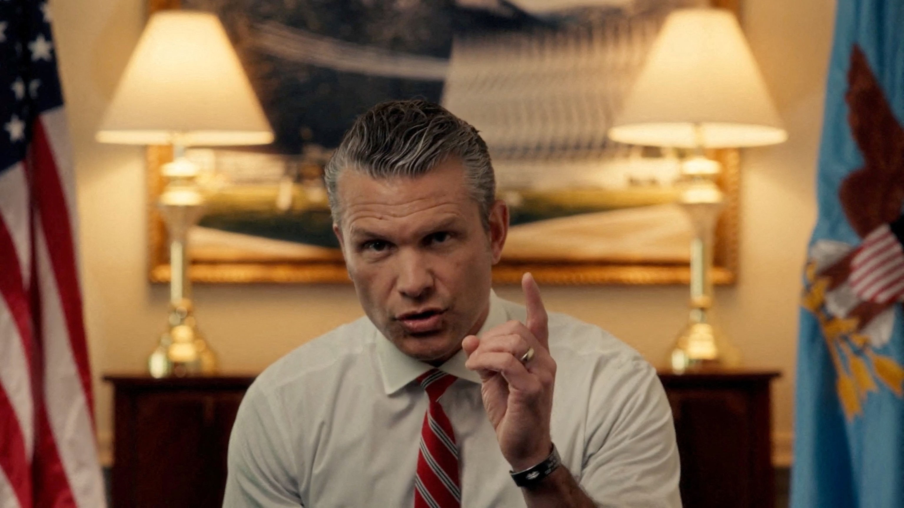 Defense Secretary Pete Hegseth makes an announcement about mandatory annual testosterone screening for troops 30 years old or above, an initiative he said was aimed at combating testosterone deficiency that can undermine health, in this screen grab taken from a handout video from an unknown location, released on July 15, 2026.Secretary Of Defense Pete Hegseth/X via via Reuters