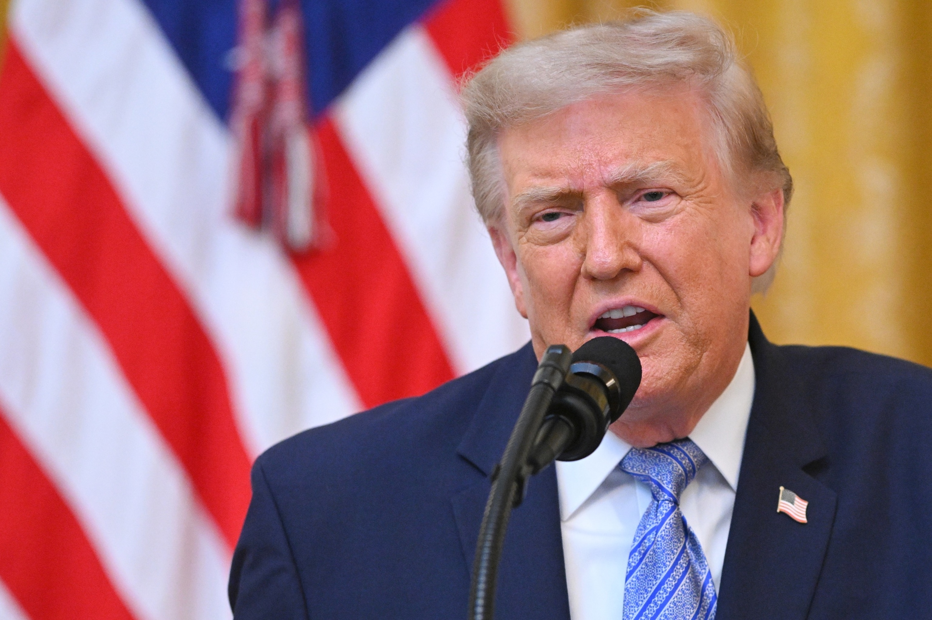 President Donald Trump addresses the nation from the East Room of the White House in Washington, July 16, 2026.Saul Loeb/Pool via Getty Images