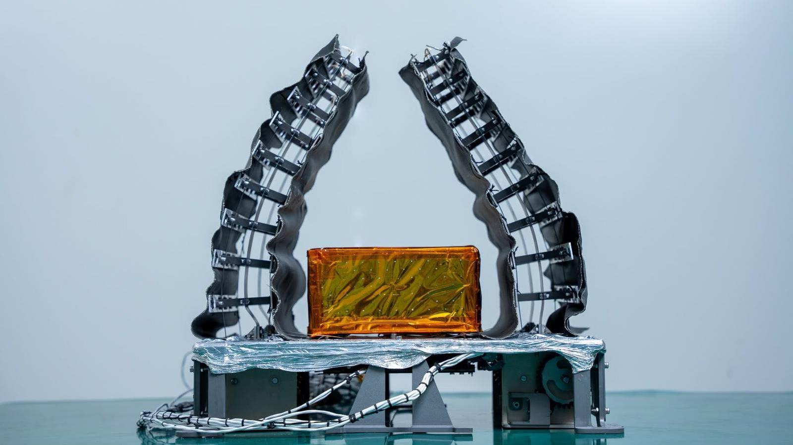 Image caption,The payloads also include scientific instruments such as a robotic arm for removing space debris