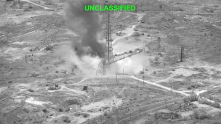 Explosions at an unknown location, during what US Central Command says are strikes on Iran.Photograph: US Central Command/Reuters