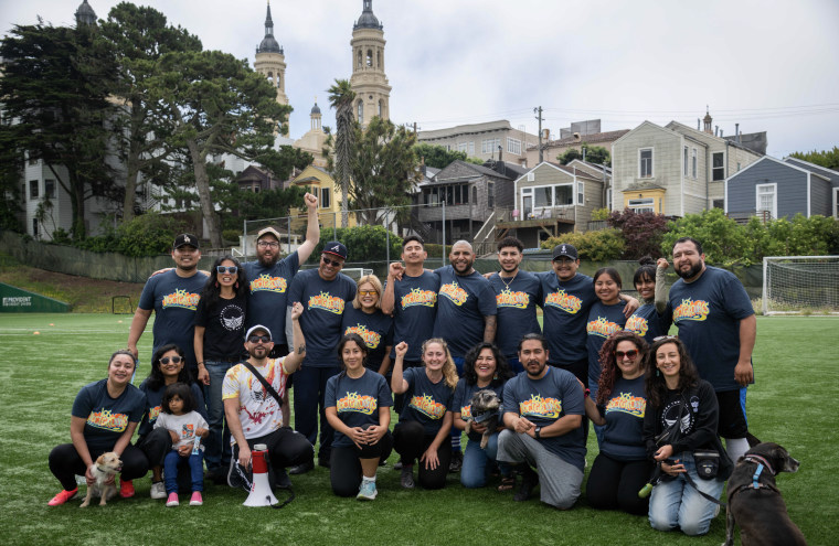 The Strikers, the team from the California Collaborative for Immigrant Justice, are one of the teams participating in the CCIJust Goals tournament.Brooke Anderson / CCIJ