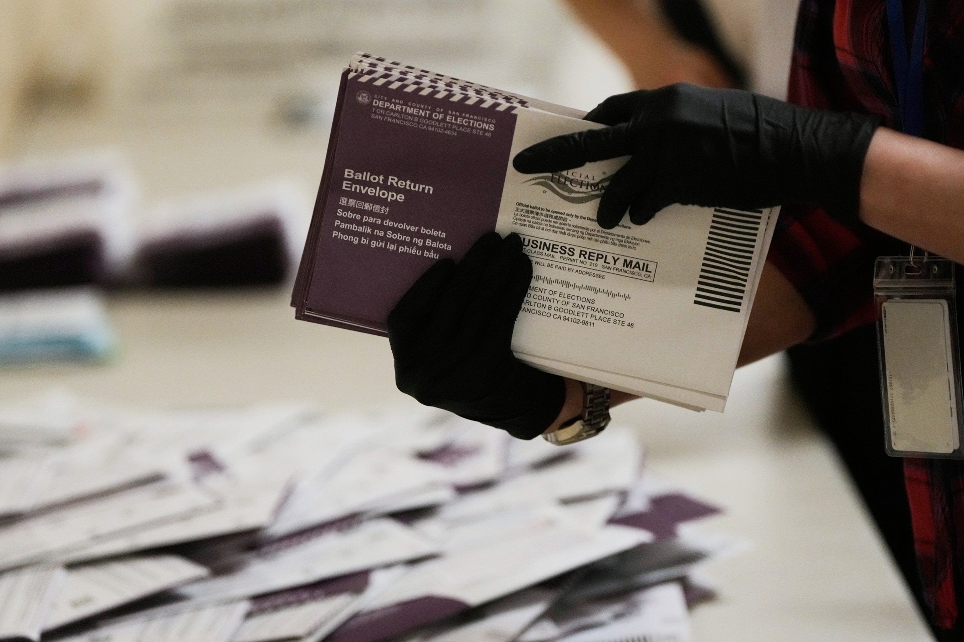 Department of Elections workers sort mail-in ballots for the California primary election at City Hall on Tuesday, June 2, 2026, in San Francisco.Jeff Chiu/AP Photo
