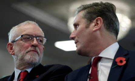 Starmer and Corbyn in 2019.Photograph: Hannah McKay/Reuters