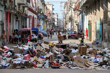 Rubbish fills the street in Havana.Photograph: Yamil Lage/AFP/Getty