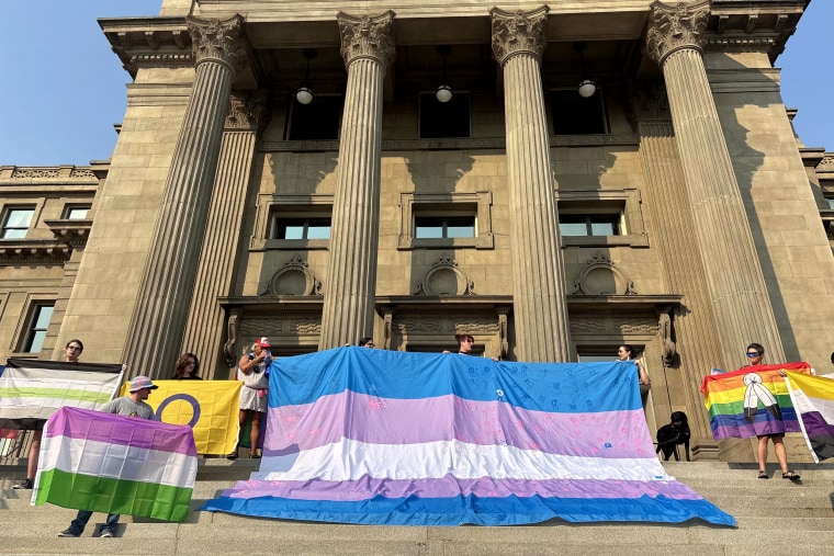 Demonstrators gather for the Boise Trans March outside the Idaho State Capitol on Sept. 5, 2025.Shannon Tyler / Idaho Statesmen / via Getty Images file