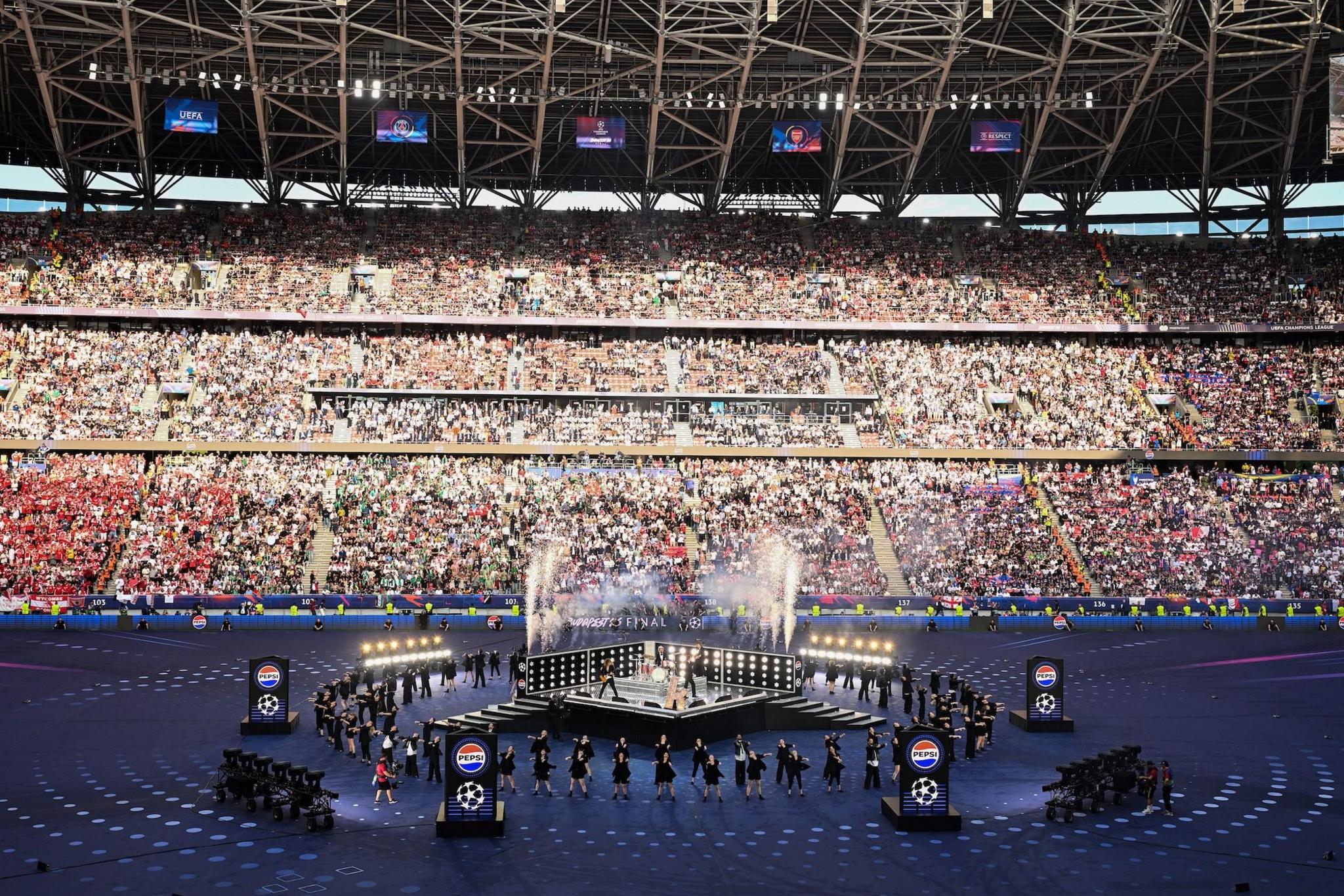Image caption,The Killers performed in Budapest ahead of the Uefa Champions League final in May 2026