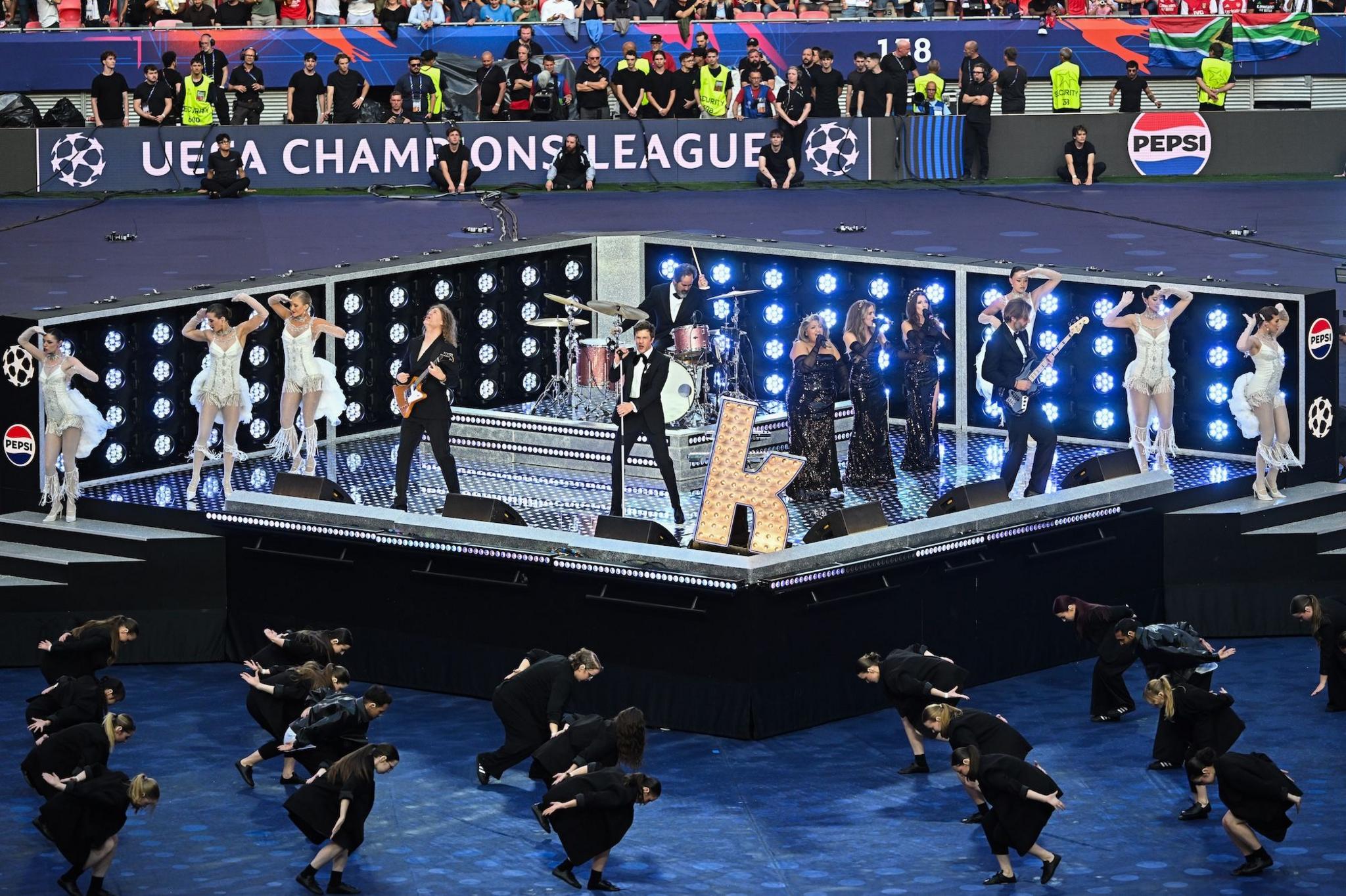 Image caption,The Champions League has featured a musical performance for 10 years