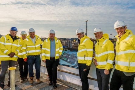 Andy Burnham (third from right) said the Trafford green cluster could make this decade ‘the most exciting since the Victorian period for Greater Manchester’.Photograph: Highview Power