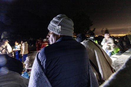 People in the main square of Chupuro following the earthquake.Photograph: Yershon Vilca/Reuters