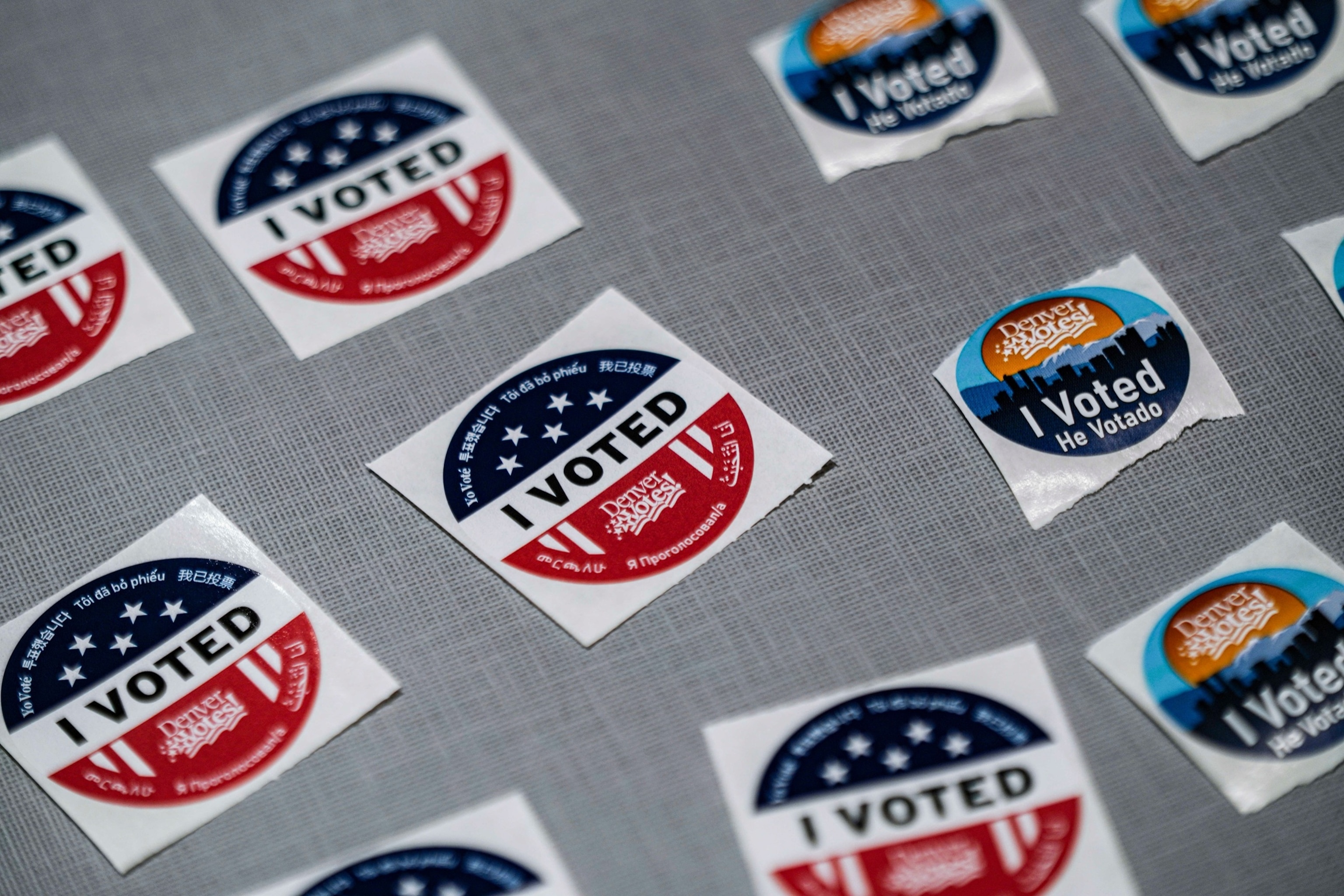 "I voted" stickers sit near a ballot box during the Democratic primaries at Denver Public Library, on June 30, 2026, in Denver.Rebecca Slezak/AP Photo