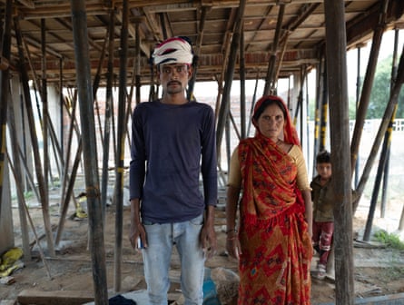 Inder Kumar, 25, hails from Chattarpur, Madhya Pradesh, and works as a contract labourer. He recently endured over a week of fever brought on by heat stress.Photograph: Smita Sharma/The Guardian