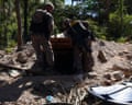 Brazilian troops search an illegal mining camp in the Sararé Indigenous territory of the Amazon