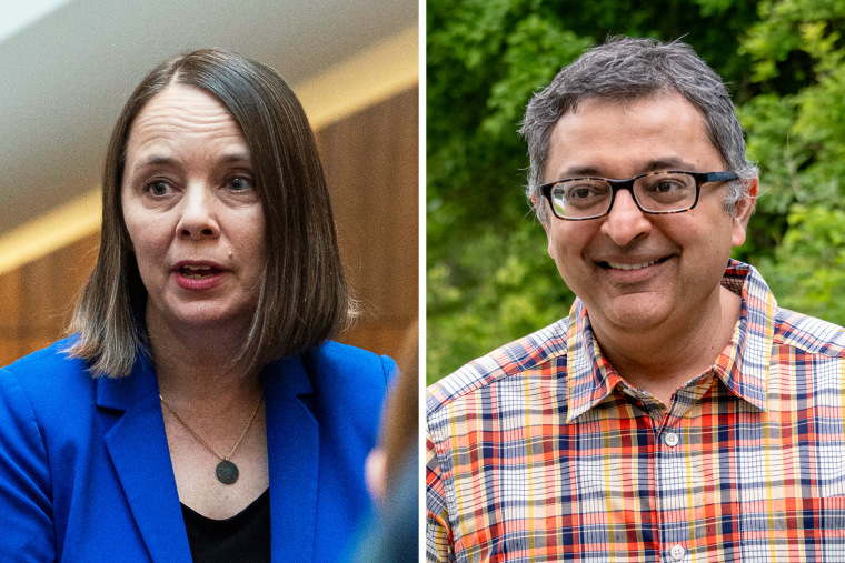 Maine Secretary of State Shenna Bellows and physician Nirav Shah, a former top public health official in the state, both announced they would be leaving the race.AP file; Zuma Press via Reuters