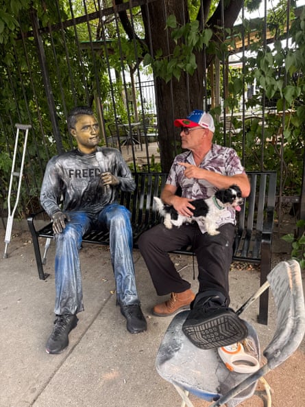 Sergio Furnari with his statue of Charlie Kirk.Photograph: Sergio Furnari