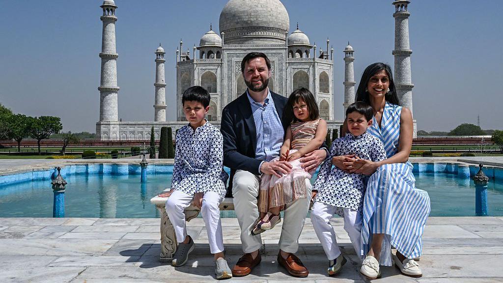 Image caption,The Vance family were photographed as a family of five during a visit to India last year