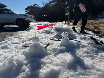 Snow melts at Mt Buffalo on the weekend.Photograph: Marni Cordell/The Guardian