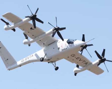 Vertical Aerospace’s Valo electric VTOL aircraft at the Farnborough international airshow.Photograph: Toby Shepheard/AFP/Getty Images