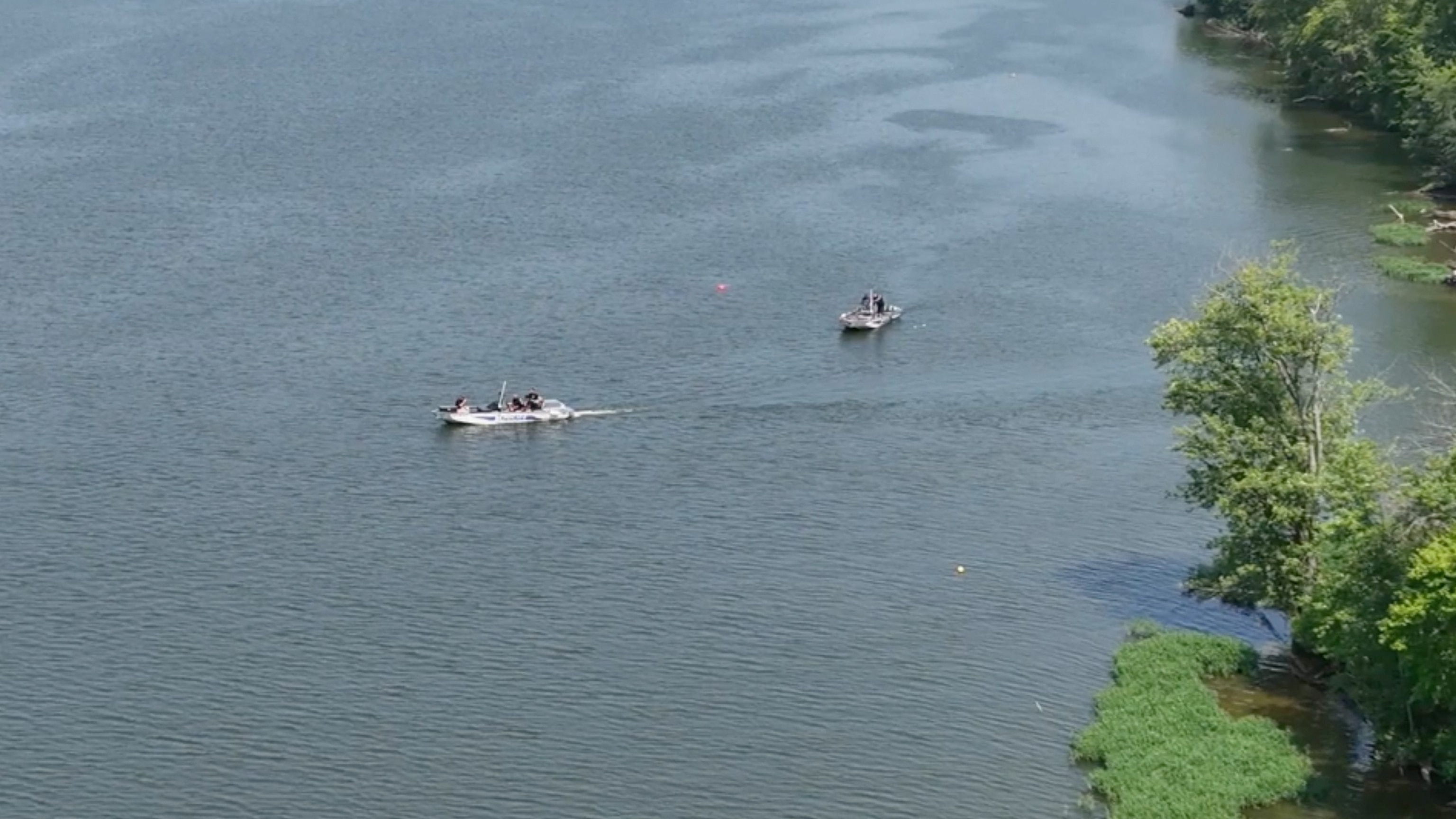 Police are seen on the Scioto River in Delaware County, Ohio, July 20, 2026.WSYX